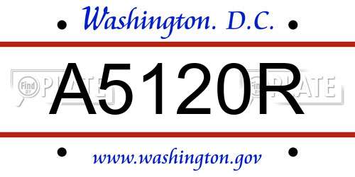 A5120R District Of Columbia License Plate