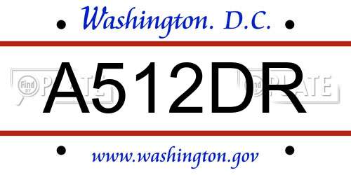 A512DR District Of Columbia License Plate
