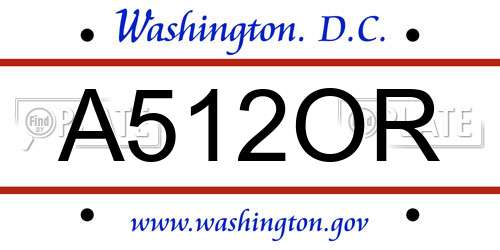 A512OR District Of Columbia License Plate