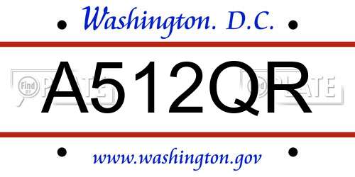 A512QR District Of Columbia License Plate