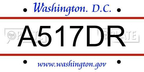 A517DR District Of Columbia License Plate