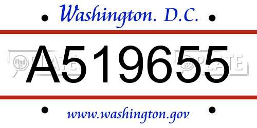 A519655 District Of Columbia License Plate