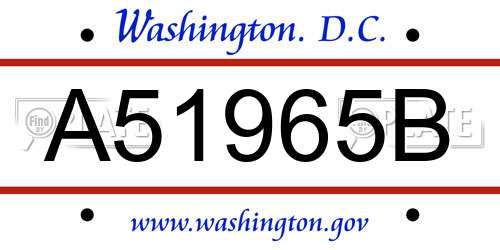 A51965B District Of Columbia License Plate