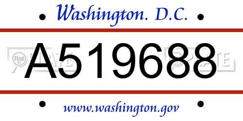 A519688 District Of Columbia License Plate