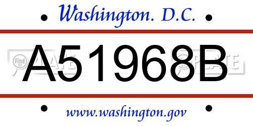 A51968B District Of Columbia License Plate