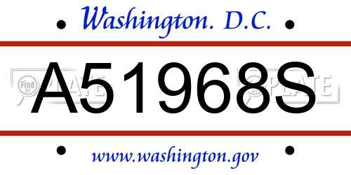 A51968S District Of Columbia License Plate