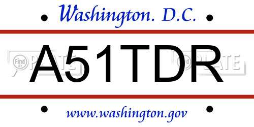 A51TDR District Of Columbia License Plate