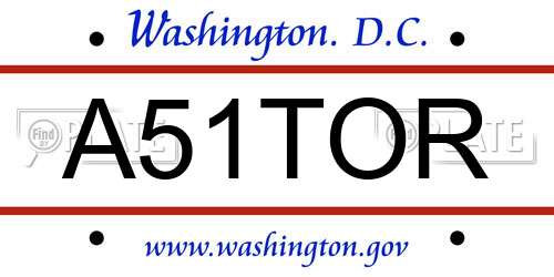 A51TOR District Of Columbia License Plate