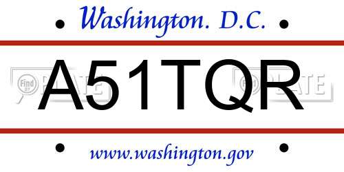 A51TQR District Of Columbia License Plate