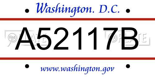 A52117B District Of Columbia License Plate