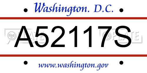 A52117S District Of Columbia License Plate