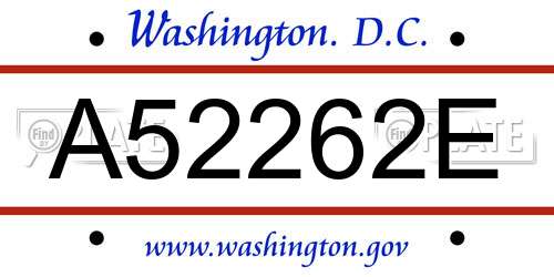 A52262E District Of Columbia License Plate