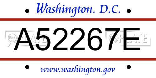 A52267E District Of Columbia License Plate