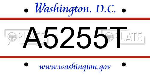 A5255T District Of Columbia License Plate