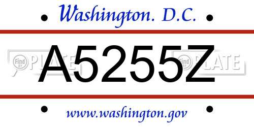 A5255Z District Of Columbia License Plate