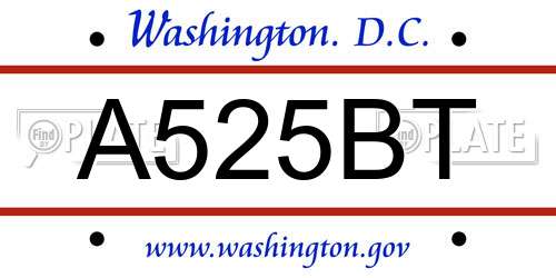 A525BT District Of Columbia License Plate