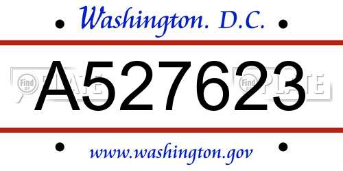 A527623 District Of Columbia License Plate