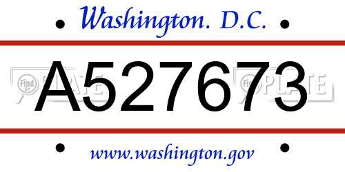 A527673 District Of Columbia License Plate
