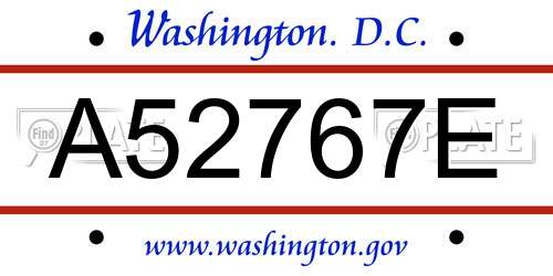 A52767E District Of Columbia License Plate