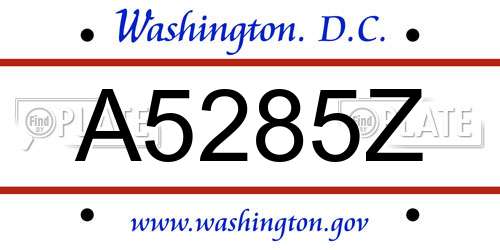 A5285Z District Of Columbia License Plate