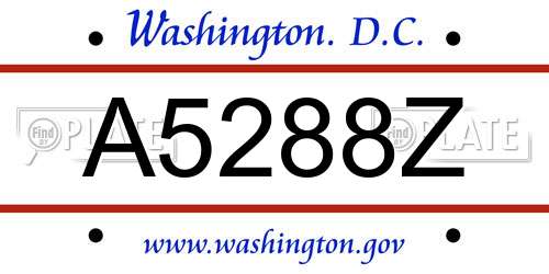 A5288Z District Of Columbia License Plate