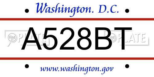 A528BT District Of Columbia License Plate