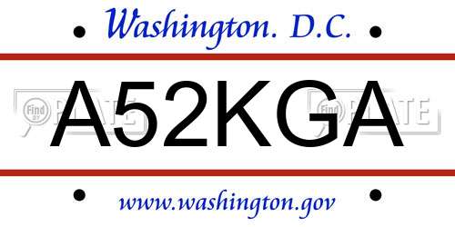 A52KGA District Of Columbia License Plate