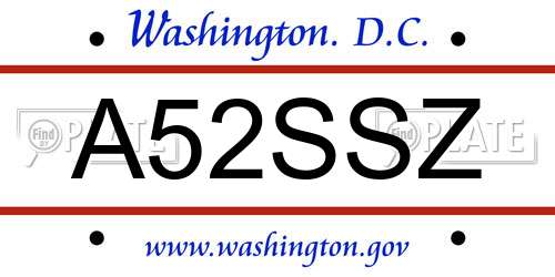 A52SSZ District Of Columbia License Plate