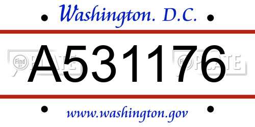 A531176 District Of Columbia License Plate
