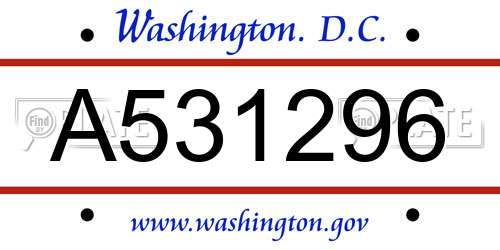 A531296 District Of Columbia License Plate