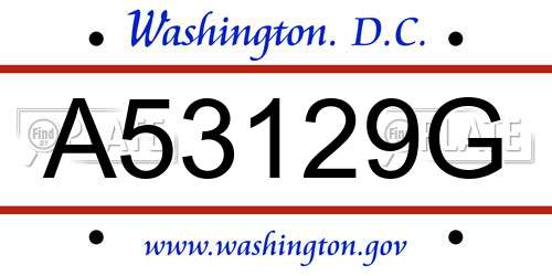 A53129G District Of Columbia License Plate