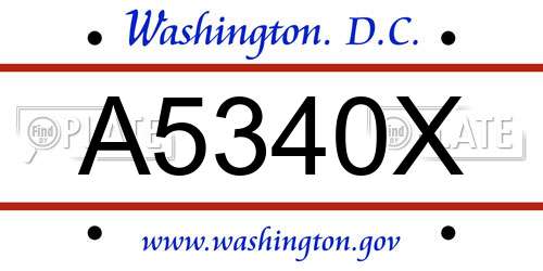 A5340X District Of Columbia License Plate