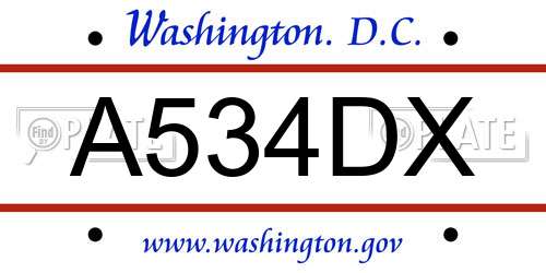 A534DX District Of Columbia License Plate