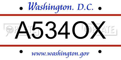 A534OX District Of Columbia License Plate