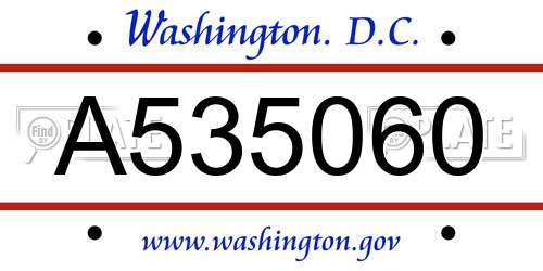 A535060 District Of Columbia License Plate