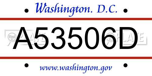 A53506D District Of Columbia License Plate