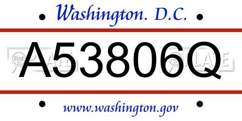 A53806Q District Of Columbia License Plate