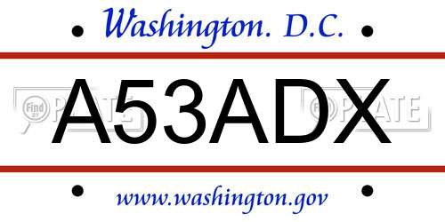 A53ADX District Of Columbia License Plate
