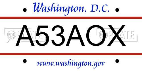 A53AOX District Of Columbia License Plate