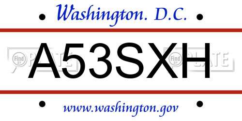 A53SXH District Of Columbia License Plate