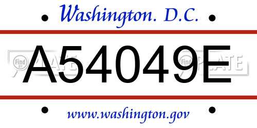 A54049E District Of Columbia License Plate