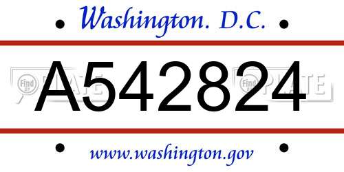 A542824 District Of Columbia License Plate