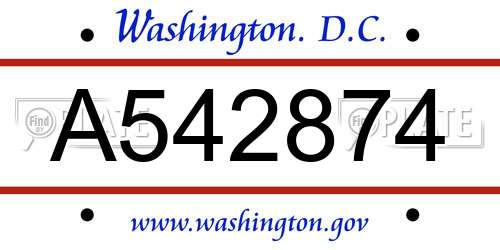 A542874 District Of Columbia License Plate