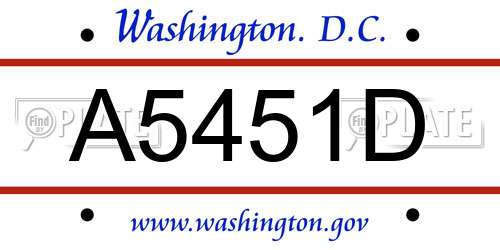 A5451D District Of Columbia License Plate