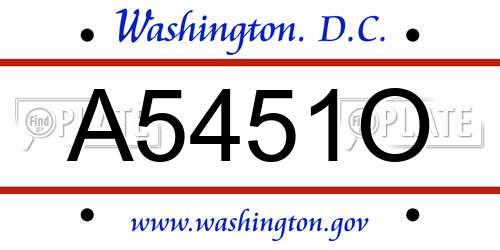 A5451O District Of Columbia License Plate