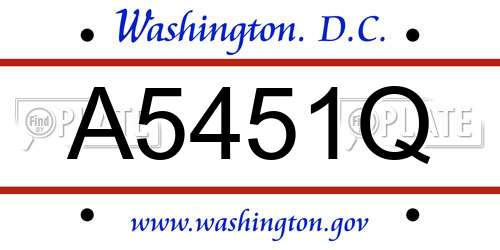 A5451Q District Of Columbia License Plate