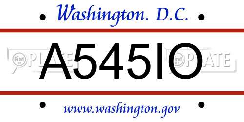 A545IO District Of Columbia License Plate