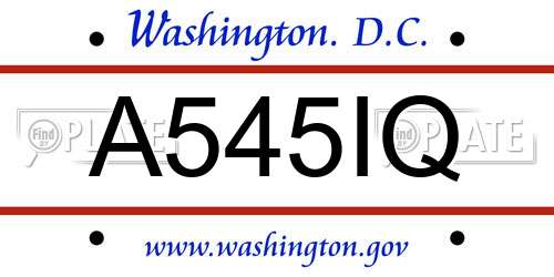 A545IQ District Of Columbia License Plate