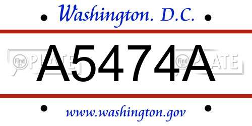 A5474A District Of Columbia License Plate
