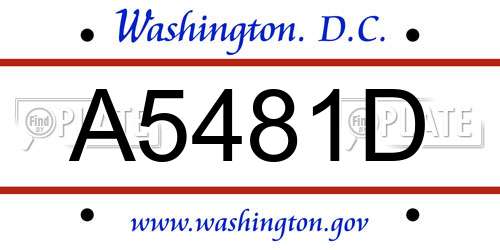 A5481D District Of Columbia License Plate